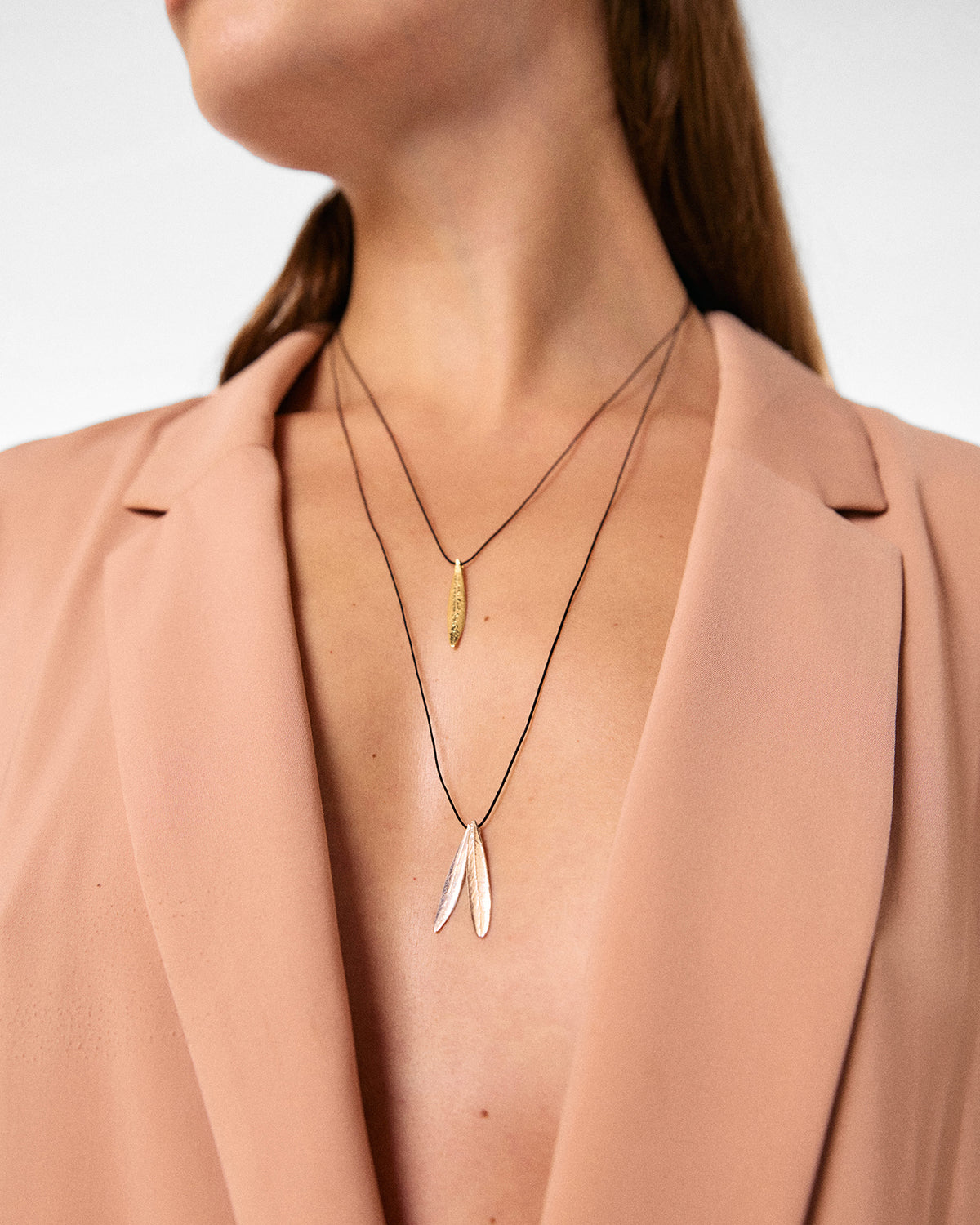 Double Olive Leaf string necklace