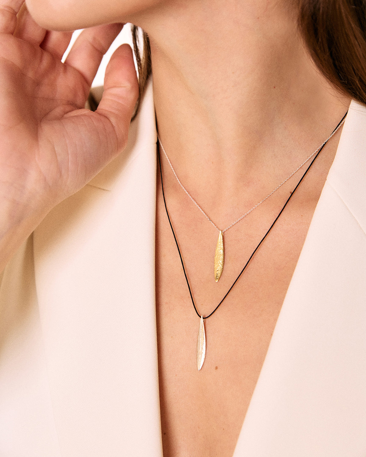 Olive Leaf string necklace