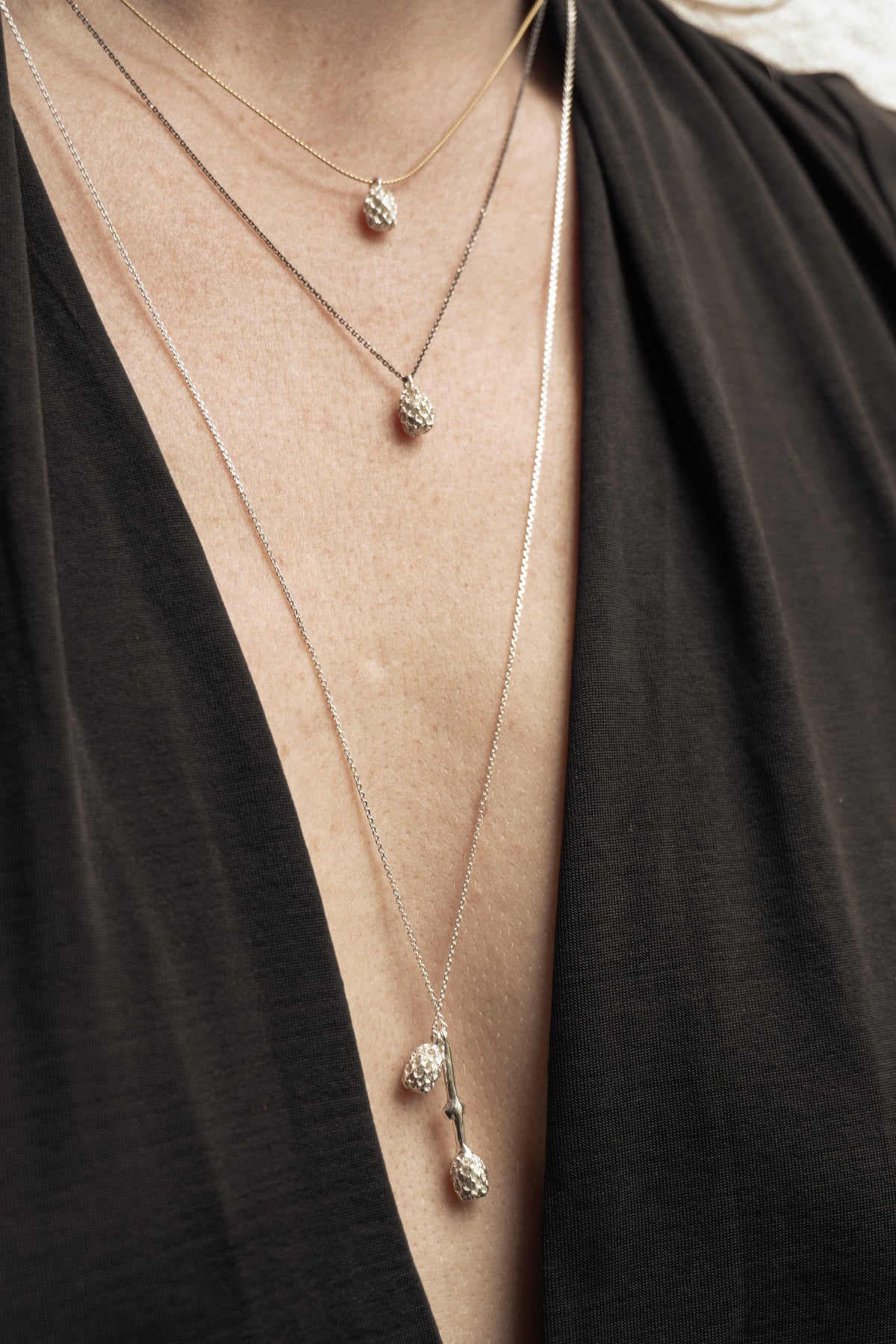 Pine Nut necklace with black chain