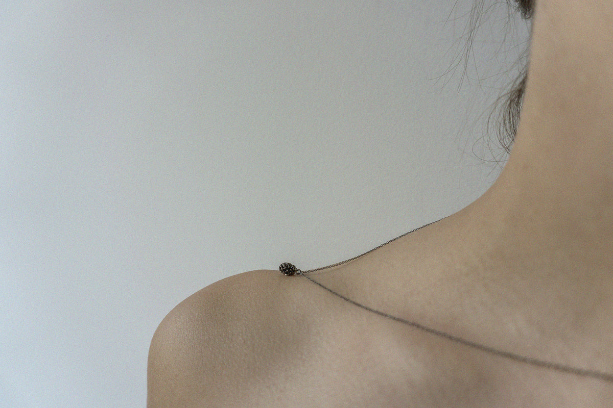 Pine Nut necklace with black chain